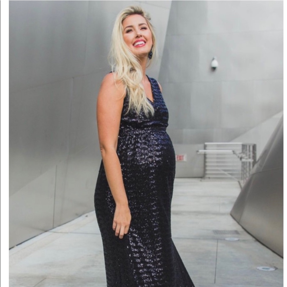Maternity Black Sequin Gown